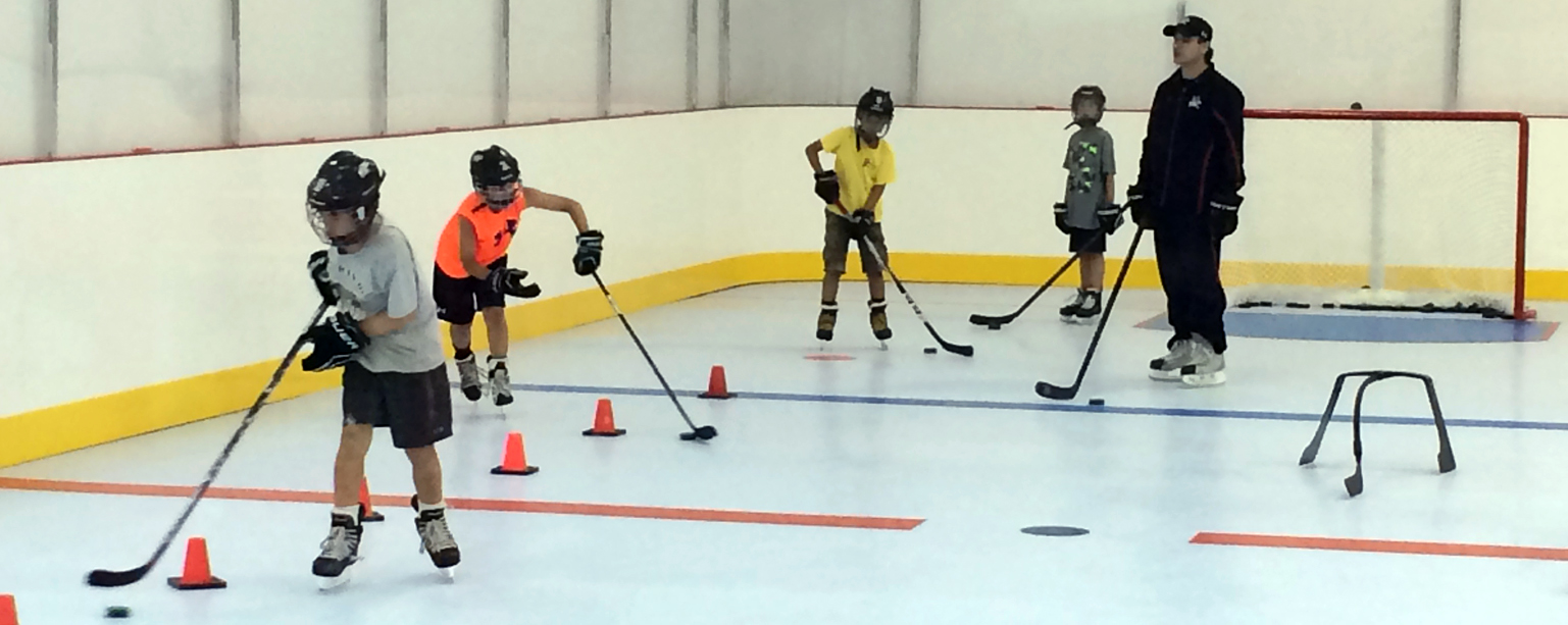 ice hockey training on synthetic ice