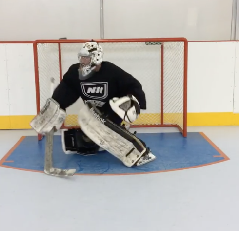 Goalie on Synthetic Ice Rink