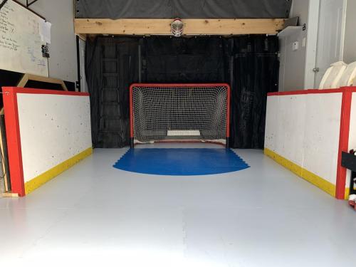 Synthetic ice goalie training at home