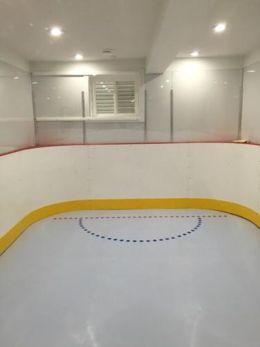 synthetic goalie crease in home basement